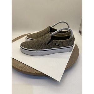 Vans Asher Snake Kelp Slip-On Canvas Shoes, Sz 7.5 Women's